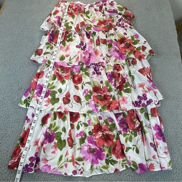 Abercrombie & Fitch Drama Tiered Maxi Skirt Sz sp Tomato Girl Pink Floral Y2K - Picture 11 of 12